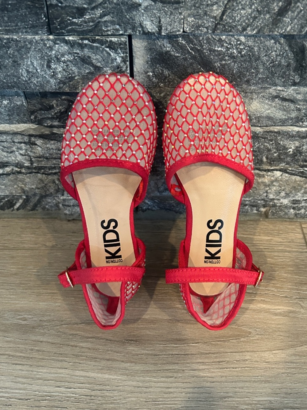 Cotton On Kids Red Mesh Mary Jane‎ Flats Size 10